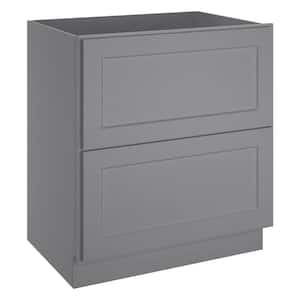 30 in. W x 24 in. D x 34.5 in. H in Shaker Gray Plywood Ready to Assemble Floor Base Kitchen Cabinet with 2 Drawers