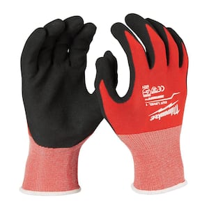 Large Red Nitrile Level 1 Cut Resistant Dipped Work Gloves