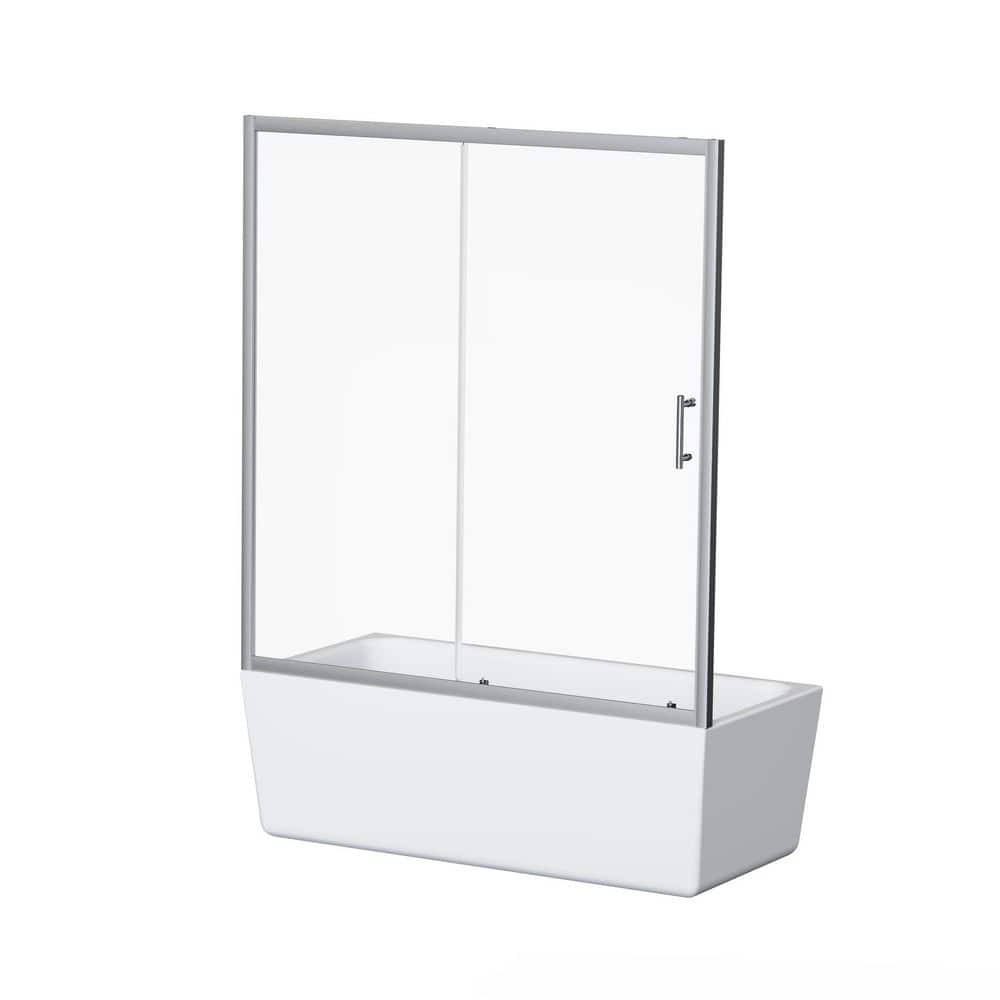 60 in. W x 62 in. H Sliding Aluminum Alloy Frame Tub Door in Chrome with Clear Tempered Glass price history on PriceWatchPro