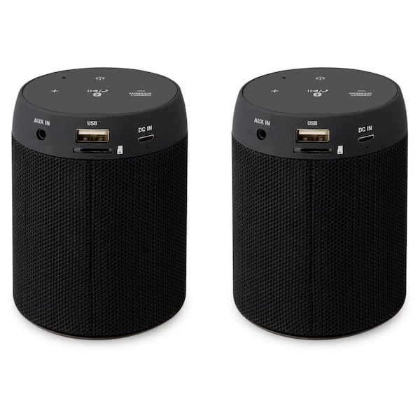 Bluetooth 5.0 Wireless Speaker Pair in Black