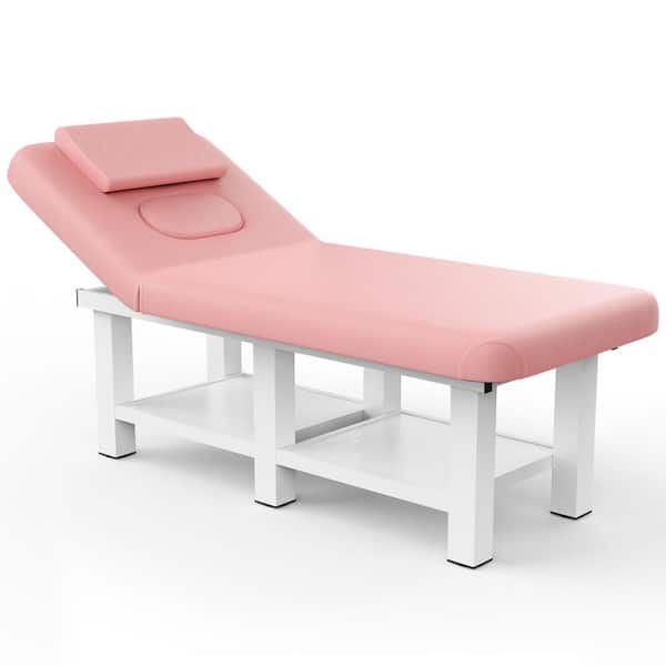 31.5 in. Pink Professional Massage Table Bed, Heavy Duty 800lb Capacity, Adjustable Face Hole, PU Leather