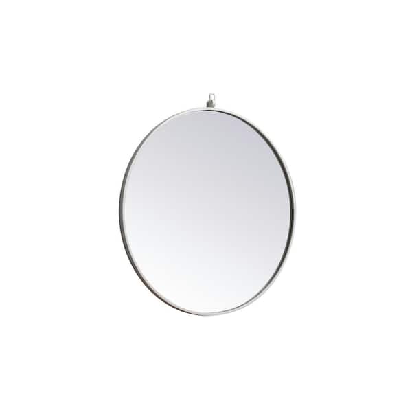 Unbranded Timeless Home 28 in. W x 28 in. H x Midcentury Modern Metal Framed Round White Mirror