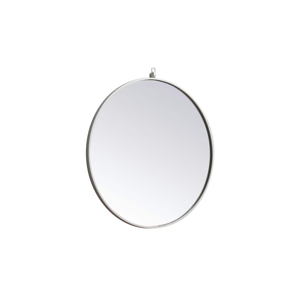 Medium Round White Modern Mirror (28 in. H x 28 in. W)