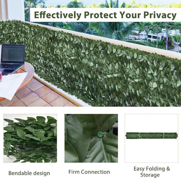 WELLFOR NP-HPY-10488-4 4-Piece 118 in. L x 39 in. W Polyester Garden Fence Artificial Ivy Privacy Fence Screen - 3