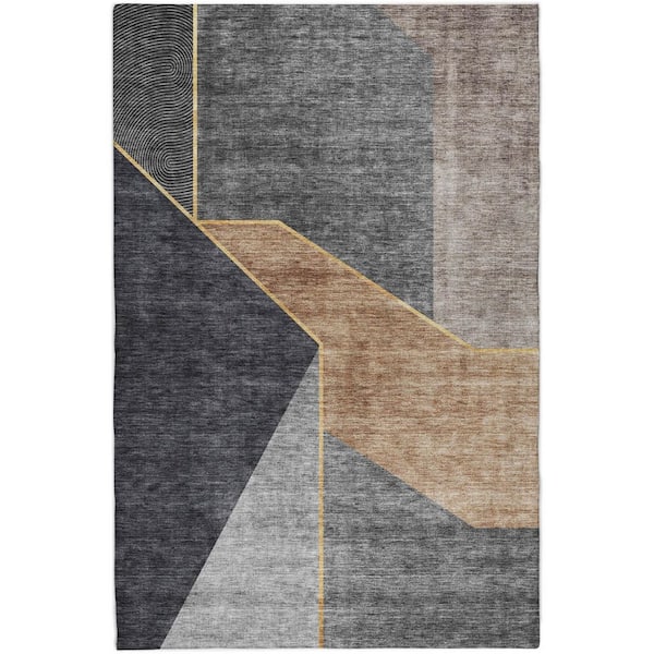 Dream Shag Premium Machine Washable Abstract ADS648 Charcoal 10 ft. x 14 ft. Area Rug