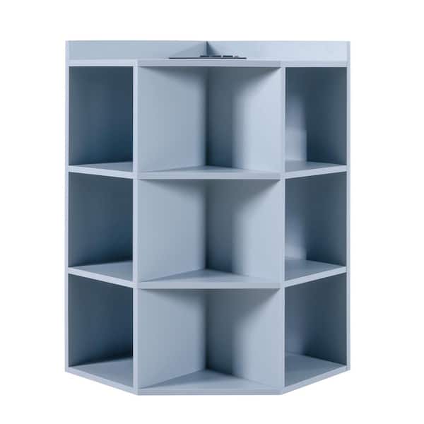 HOMESTOCK Corner Cube Storage Cabinet for Small Space with USB Ports and Outlets in Gray