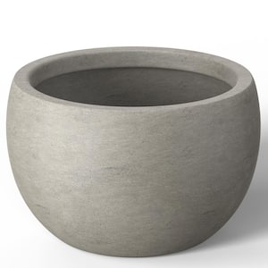 15 in. Large Light Gray Concrete Round planter / Pot with drainage holes