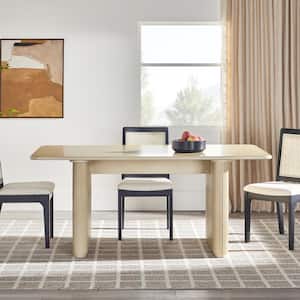 Modern Birch Wood 68 in. Double Pedestal Dining Table, Seats 8