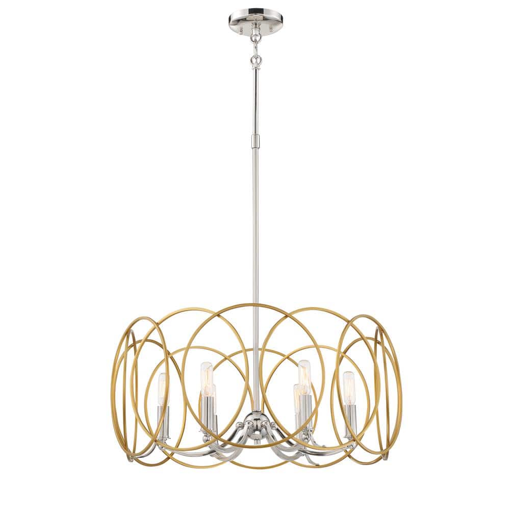 Minka Lavery Honey Gold Polished Nickel 6-Light Drum Chandelier