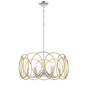 Chassell 6-Light Honey Gold with Polished Nickel Pendant