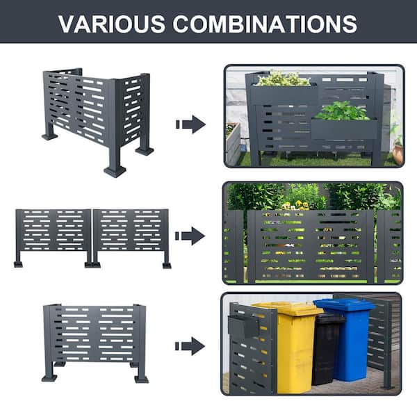 Sudzendf 3.35 ft. x 1.67 ft. Charcoal Air Conditioner Fence for Outdoor, Perfect to Conceal Air Conditioning Unit, 3 Fence Panels