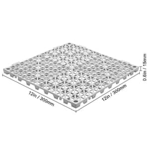 Interlocking Drainage Mat Floor Tiles PVC Modular Gym Flooring Tiles 12 x 12 x 0.6 in. (Gray 50 Pcs,50 sq ft)