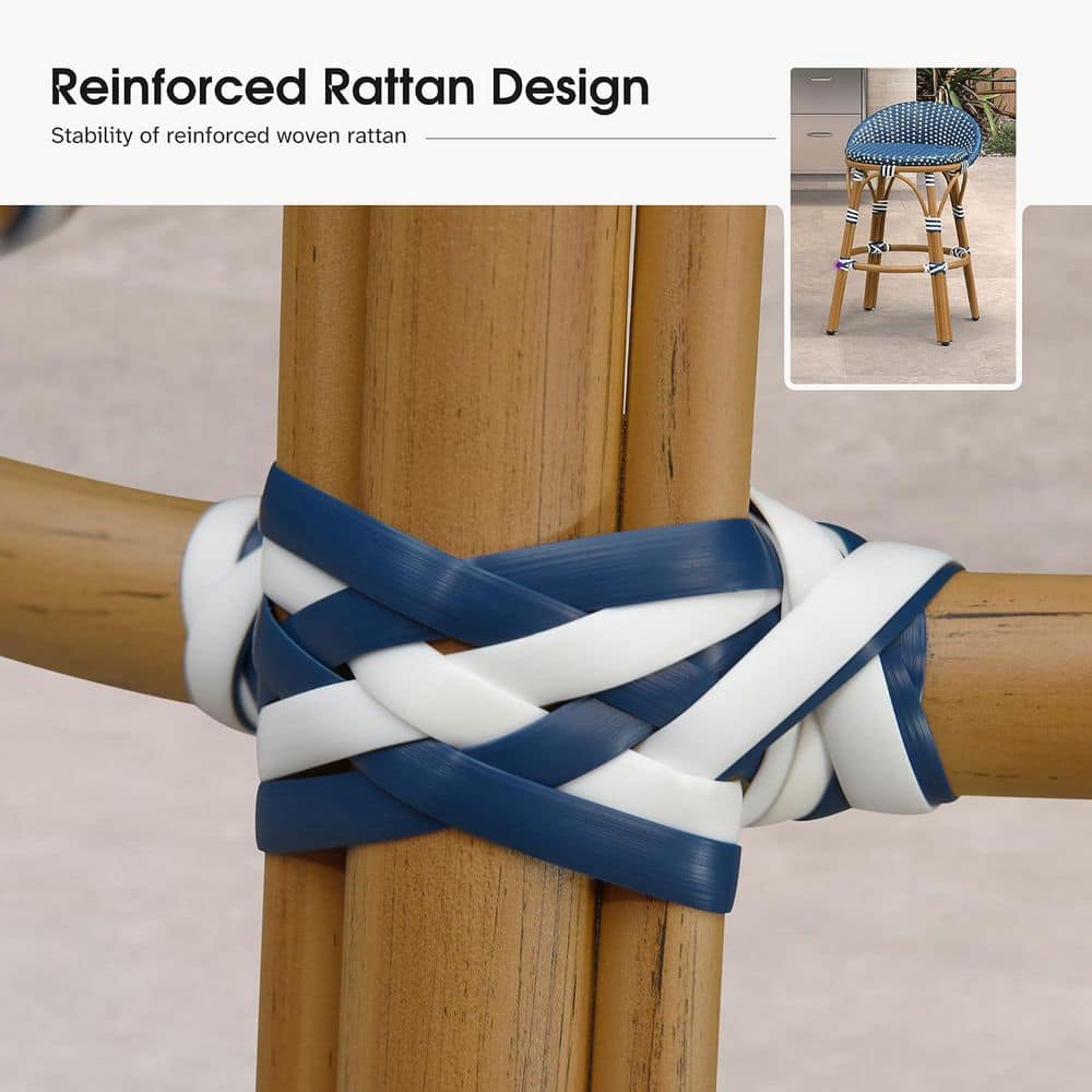 Close-up of the reinforced rattan design and rope wrapping.