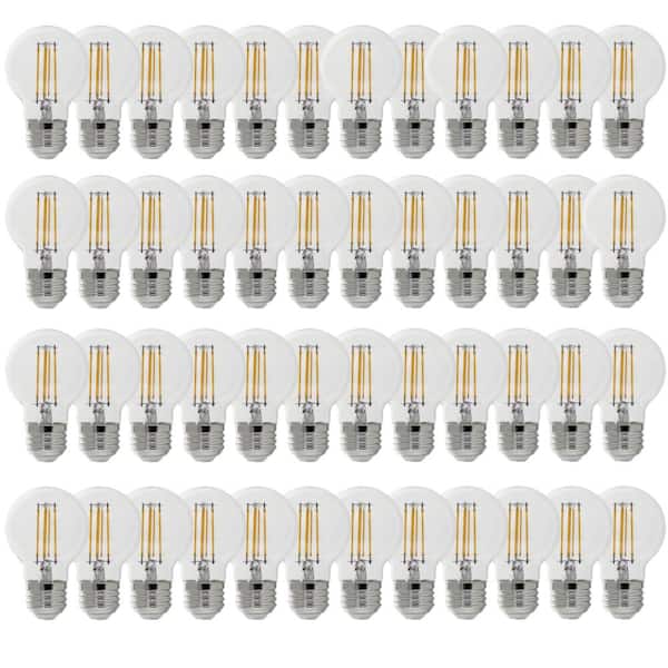 Feit Electric 60-Watt Equivalent G16.5 Globe Dimmable Filament Clear CEC Title 20 E26 LED Vintage Edison LIght Bulb Soft White 48-Pack