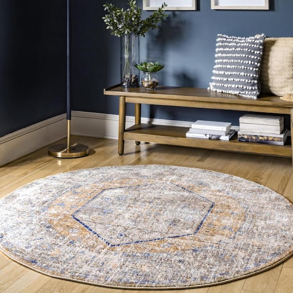 Jacquie Vintage Floral Peach 6 ft. Round Rug