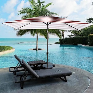 6.5 ft. x 10 ft. Steel Market Tilt Patio Umbrella in Red and White