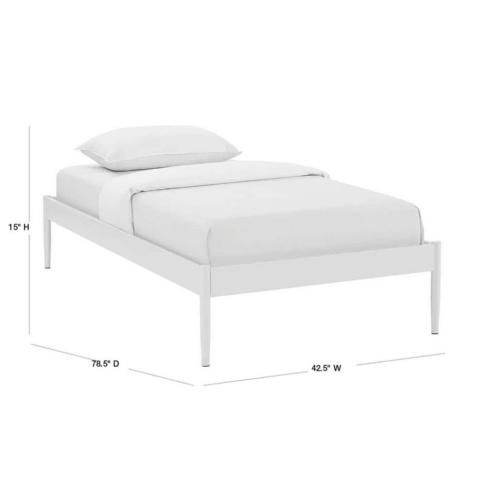 Elsie Modern Twin White Metal Frame Upholstered Bed with Slats