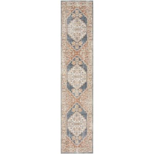 Astra Machine Washable Denim Multicolor 2 ft. x 8 ft. Distressed Traditional Runner Area Rug