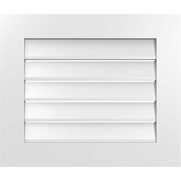 Ekena Millwork 26 in. x 22 in. Vertical Surface Mount PVC Gable Vent: Functional with Standard Frame