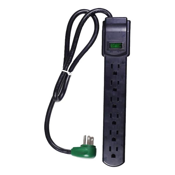 GoGreen Power 6 Outlet Surge Protector with 3 ft. Heavy Duty Cord - Black