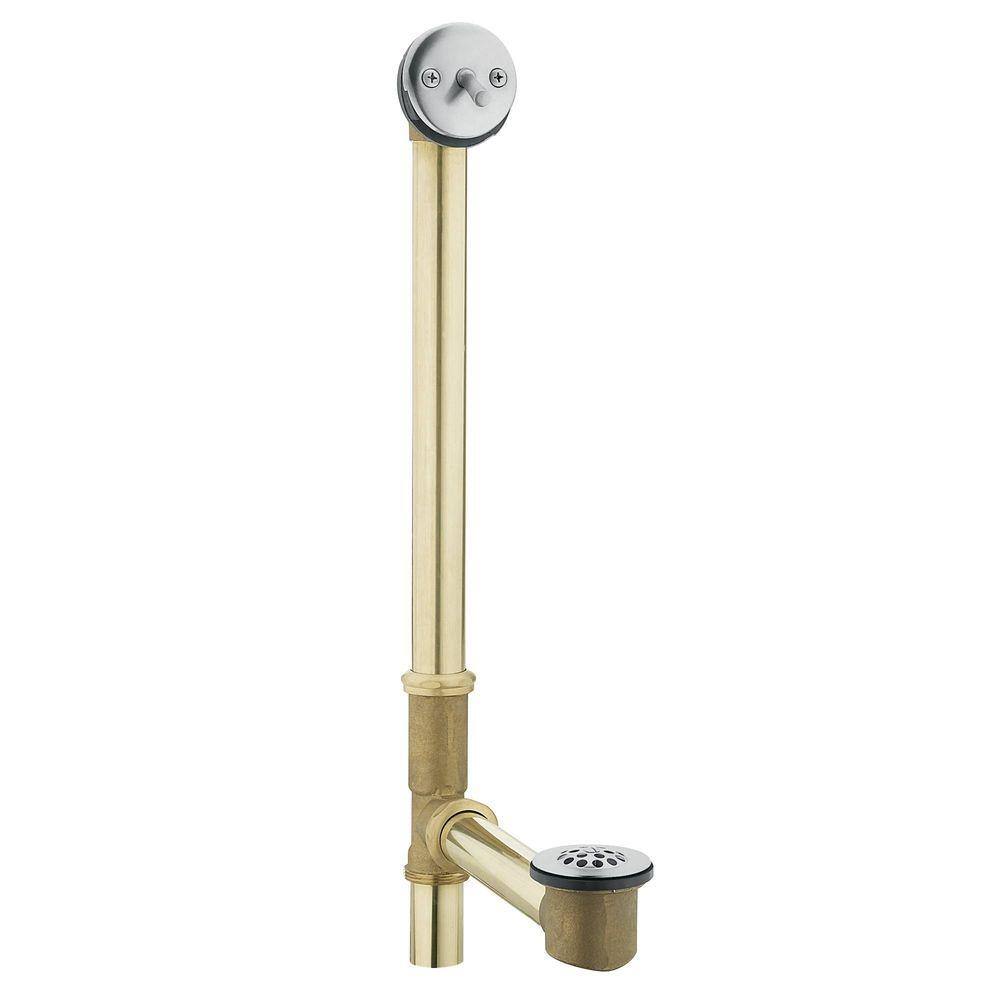 MOEN Tub Drain Brass Tubing Whirlpool with Trip Lever Drain Assembly in