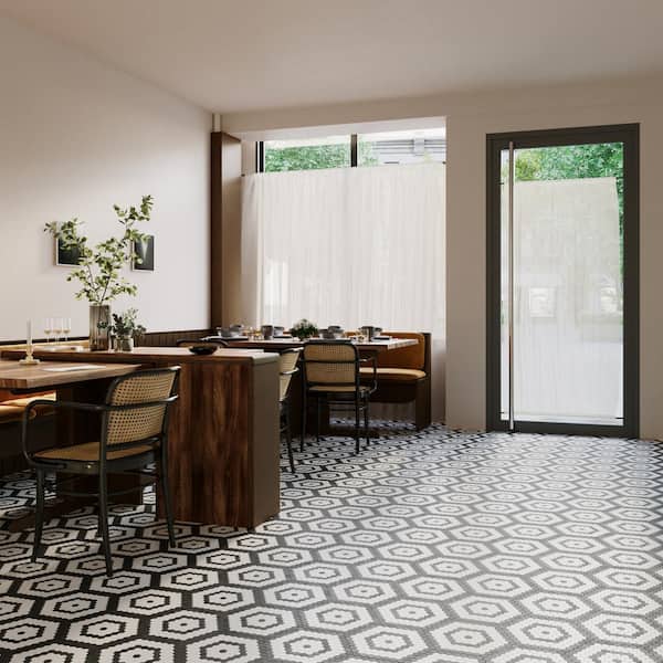 Hyperion Honeycomb Black 10.23 in. x 11.53 in. Polished Marble Mosaic Floor and Wall Tile (0.81 Sq. Ft. Each)