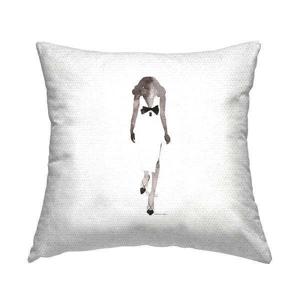 Stupell Industries Woman in White Dress Grey Square Outdoor Throw Pillow
