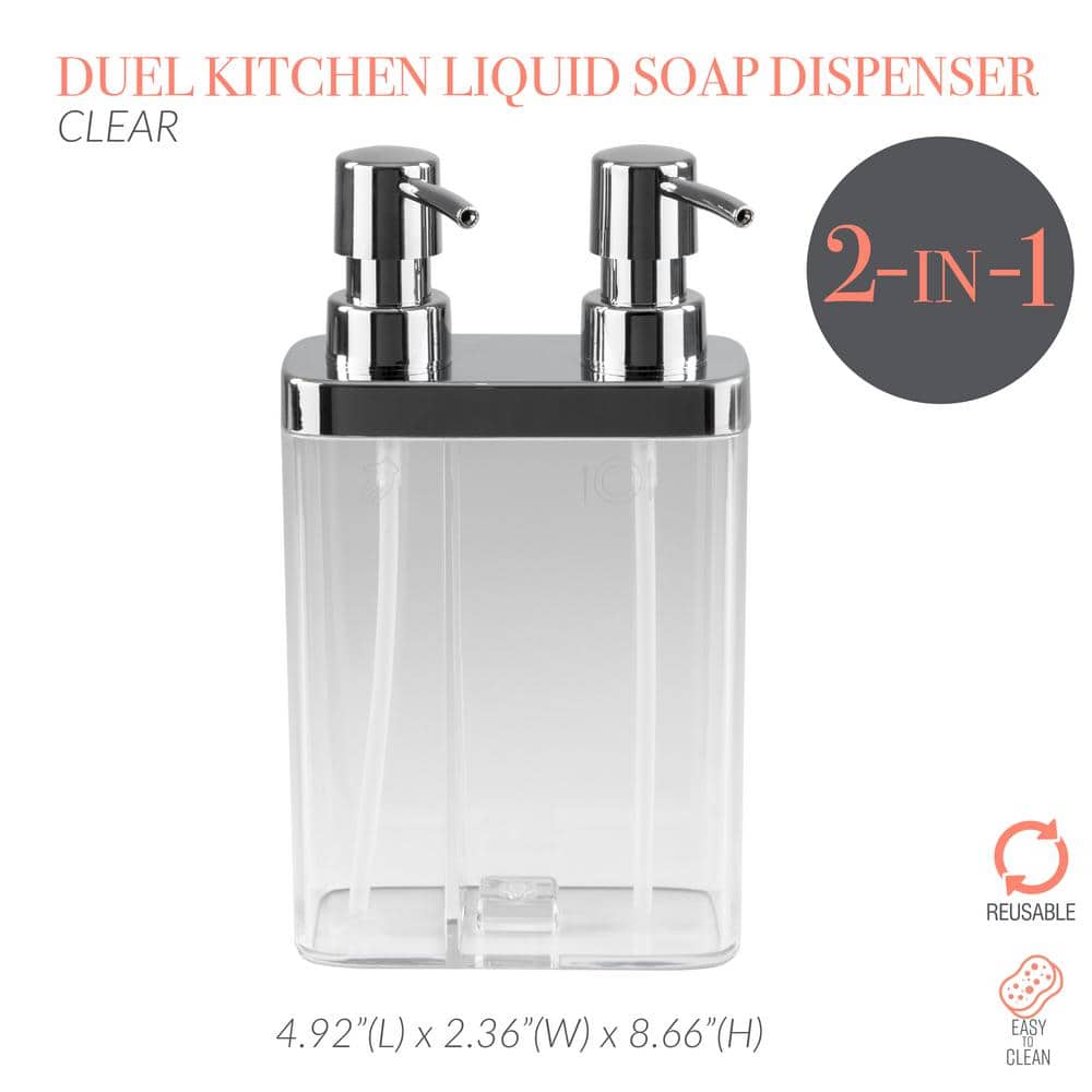 Clear Dual Pump Soap and Lotion Dispenser with Chrome Accents