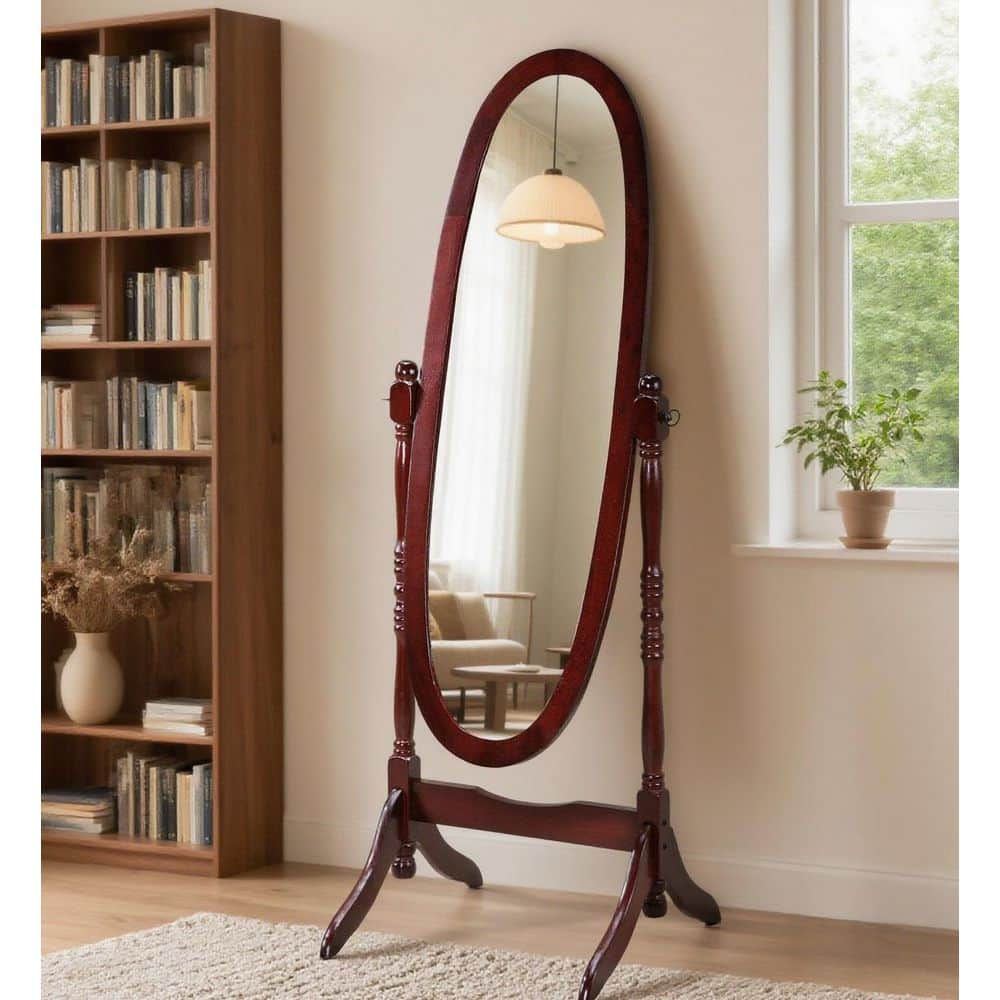 GOGEXX Queen Anne Style Brown 16 in. W x 59.25 in. H Floor Mirror