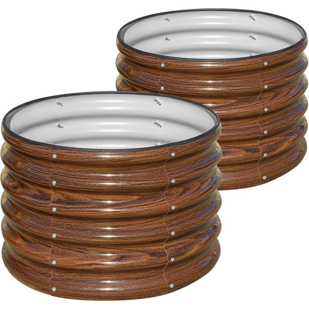 Raised Garden Bed 23.6 in. L x 23.6 in. W x 17 in. H Safety Rubber Edging Brown Galvanized Metal Planter Box 2 PCS price history on PriceWatchPro