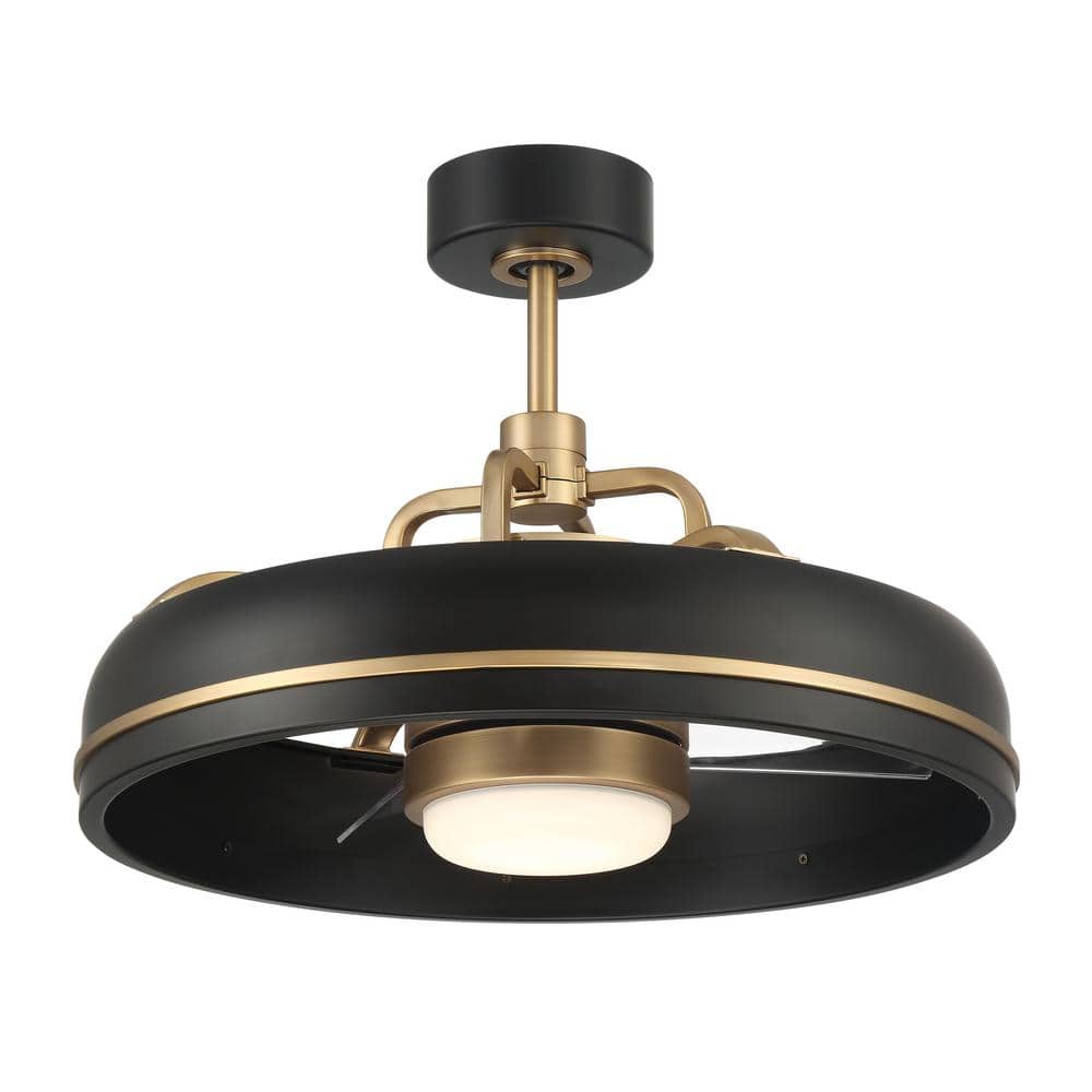 Taylor 20'' Flat Black and Satin Brass Ceiling Fan with LED Light and Remote