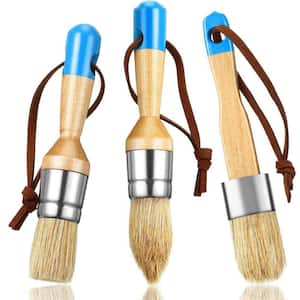 1 in. Flat, 1 in. Pointed, 1 in. Round Paint Brush Set (3-Pack) in Blue Handle