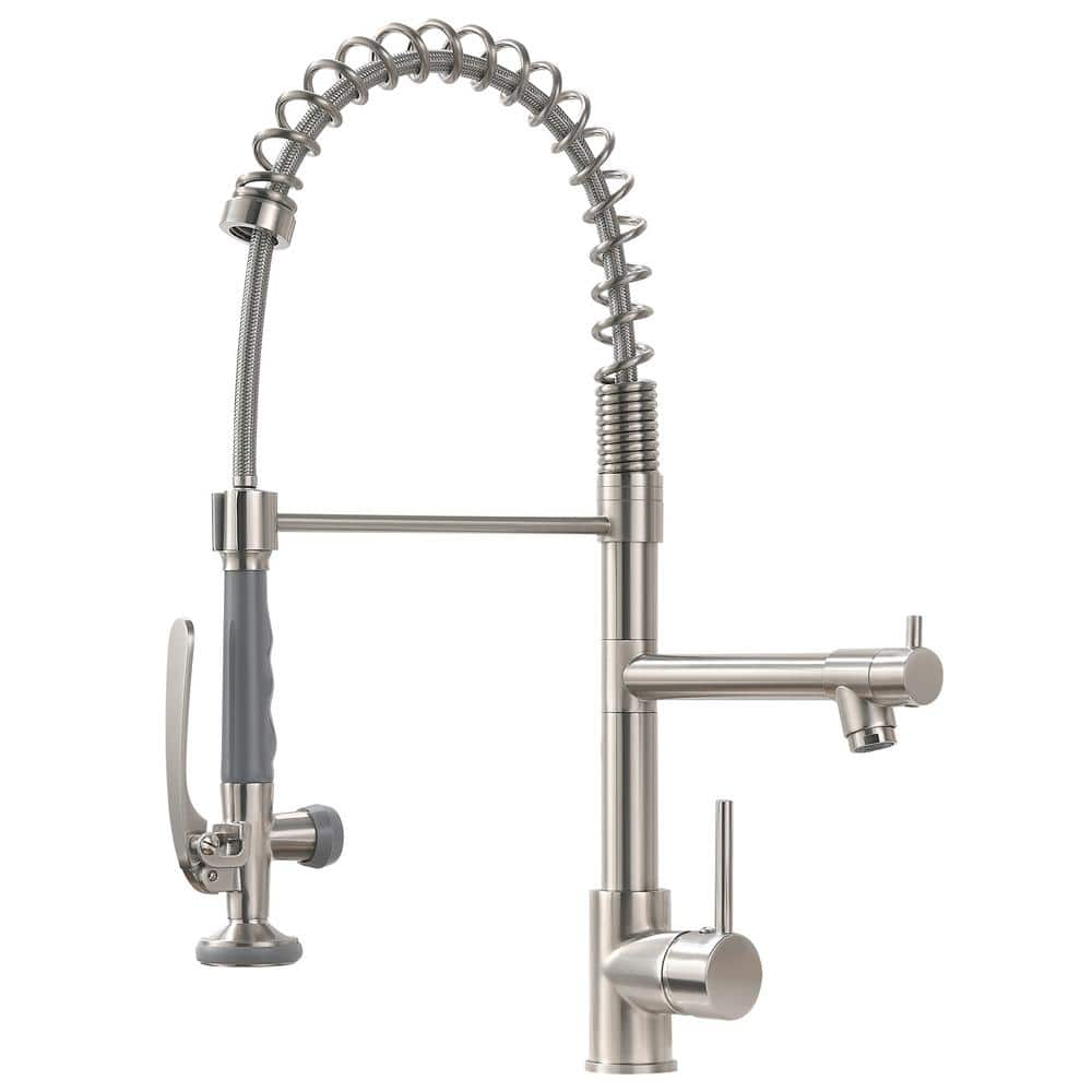 Fapully Spring SingleHandle Pull Down Sprayer Kitchen Faucet, Commercial High Goosenck Kitchen