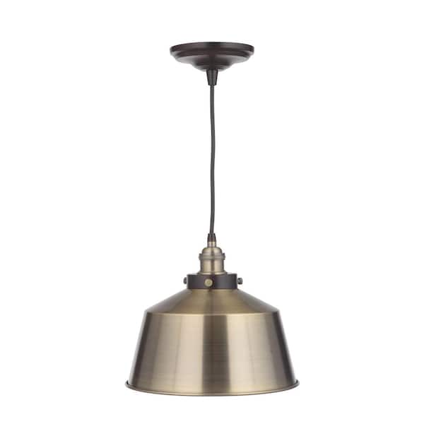 Home Decorators Collection Vintage Chic 1-Light Brushed Brass Pendant with Brushed Brass Lamp Socket