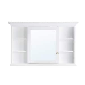 48 in. W x 30 in. H White Wood Surface Mount Bathroom Medicine Cabinet with Mirror and Shelves (Left Open)