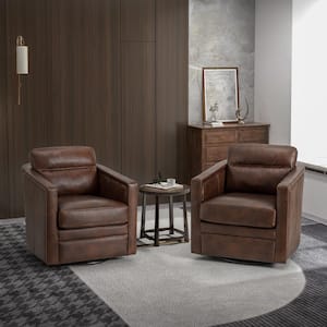 Elvira Choclate Leather Arm Chair (Set of 2)