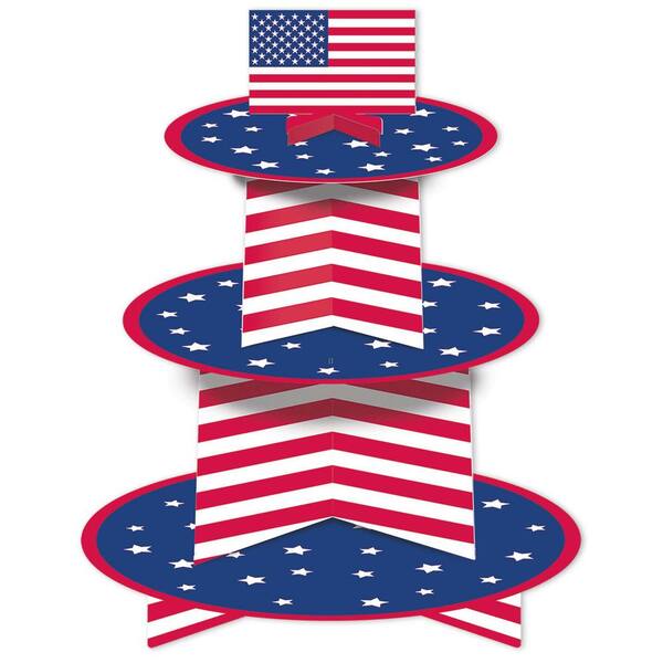 Amscan 14.5 in. x 12 in. Patriotic Cupcake Stand (2-Pack)