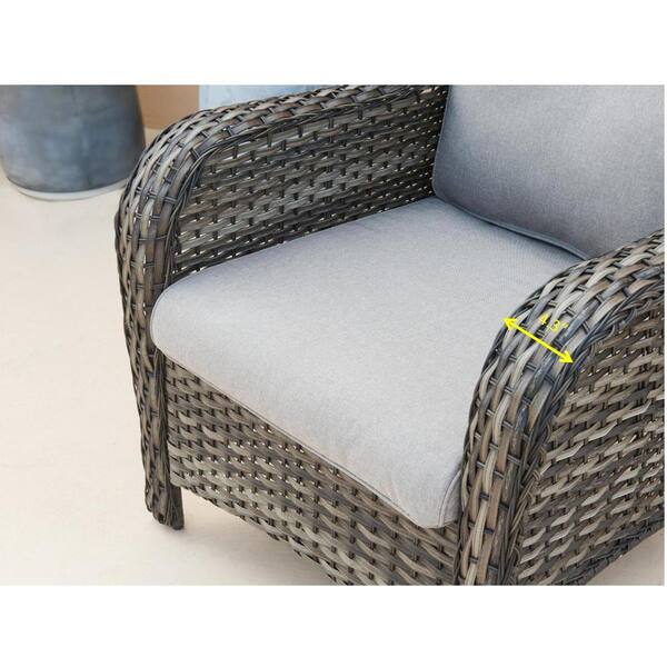 Gymojoy Carolina Gray Wicker Outdoor Chair with Gray Cushions