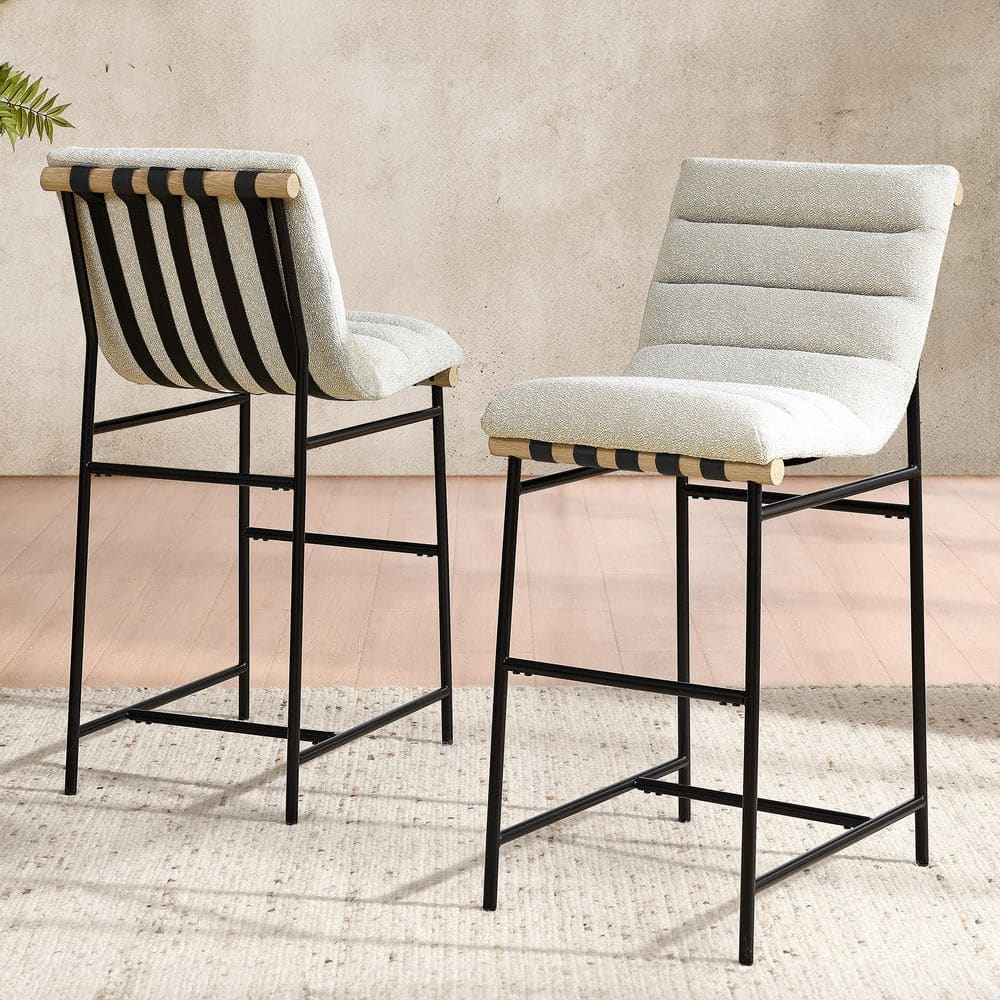 Steve Silver Nicco Eggshell 30 in. Polyester Bar Stool Set of 2 ...