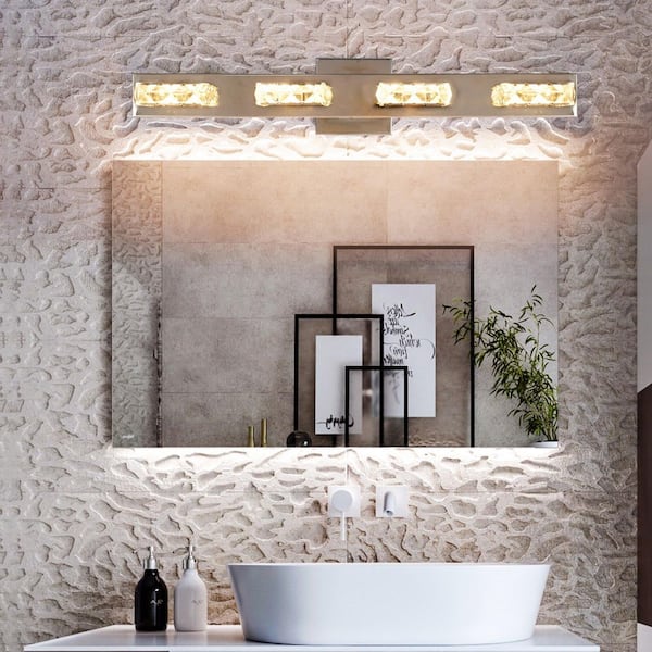 Kastle 24 in. Integrated LED Crystal Chrome Bathroom Vanity Light Fixture