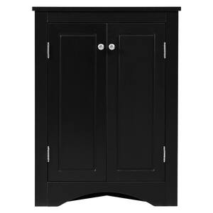 18 in. L x 18 in. W x 32 in. H in Black Ready to Assemble Triangle Bathroom Storage Cabinet with Adjustable Shelves