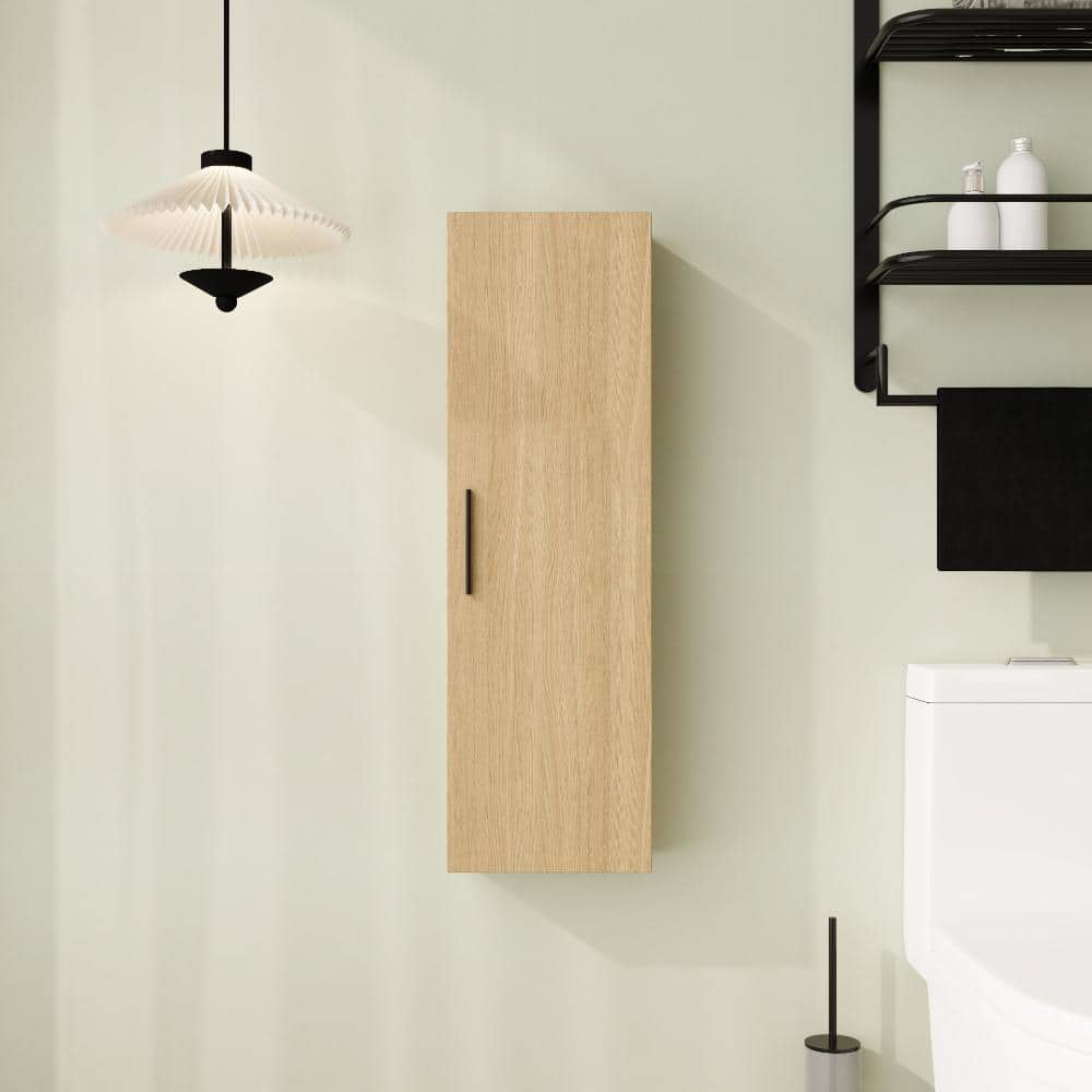 12 in. Unassembled Plywood Bathroom Storage Wall Cabinet in Light Oak with Soft Close price history on PriceWatchPro