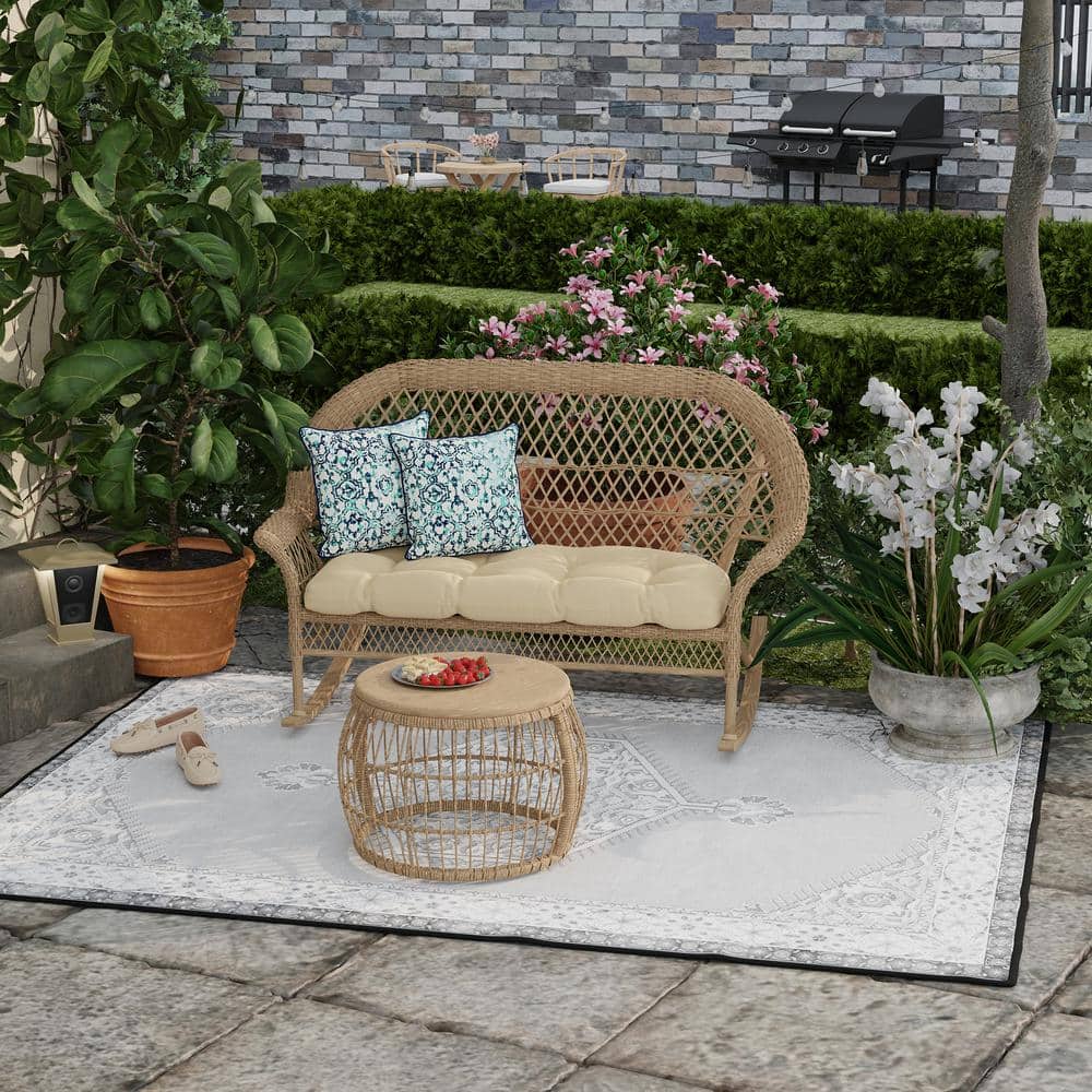 16 in. L x 16 in. W x 4 in. T Outdoor Throw Pillow in Watercolor Blue price history on PriceWatchPro