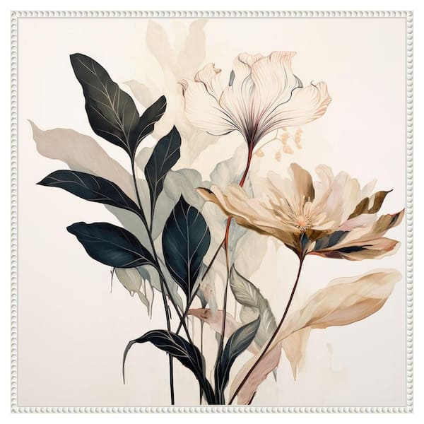Whimsical Blossoms II by Lazar studio 30 in. W x 30 in. H. Canvas Wall Art Print Framed in White