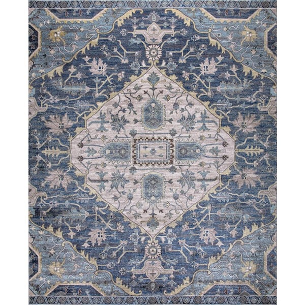 Home Decorators Collection Talya Blue 5 ft. x 7 ft. Medallion Area Rug