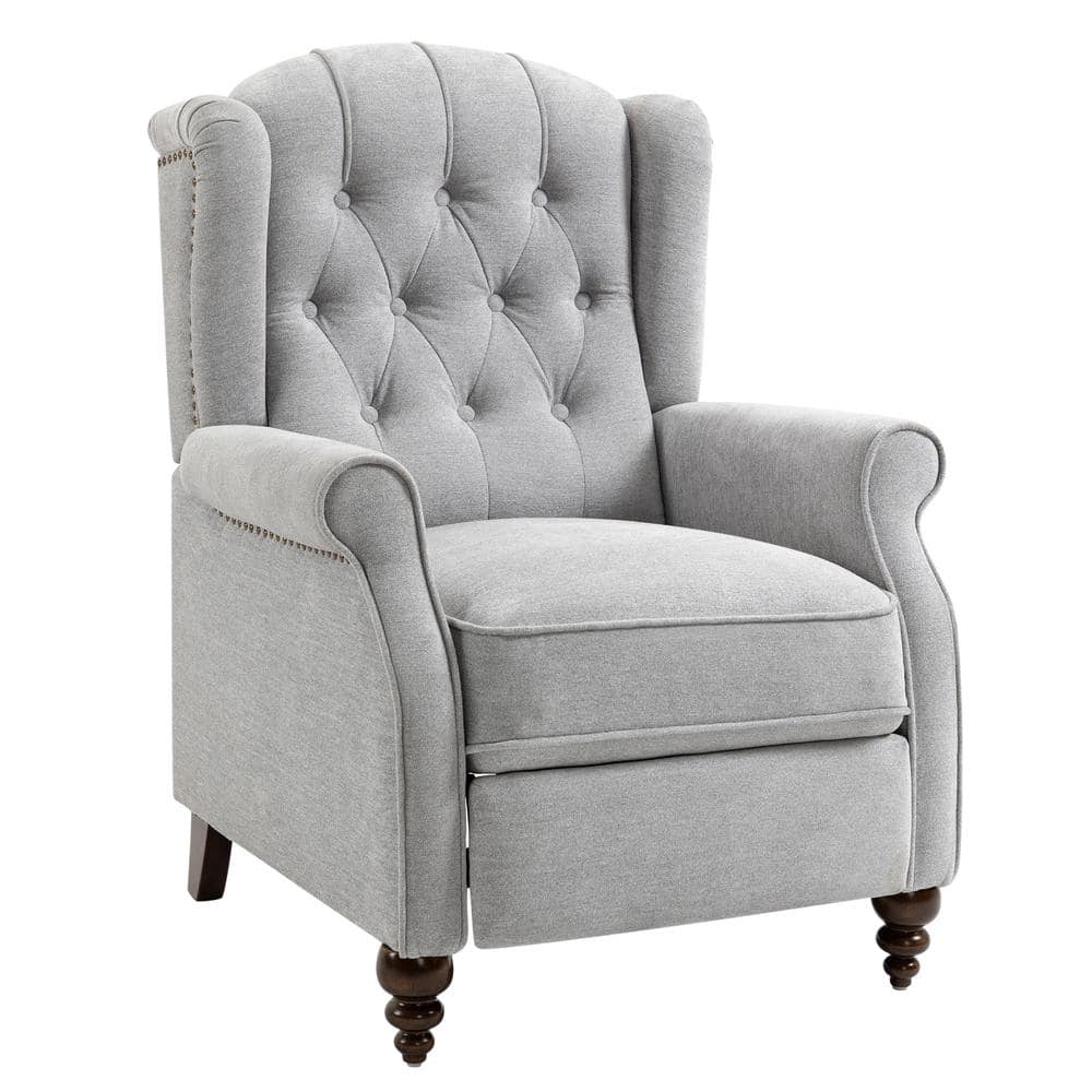 Light Gray Cozy Light Gray Recliner Sofa Chair with Lumbar Support and Tufted Back