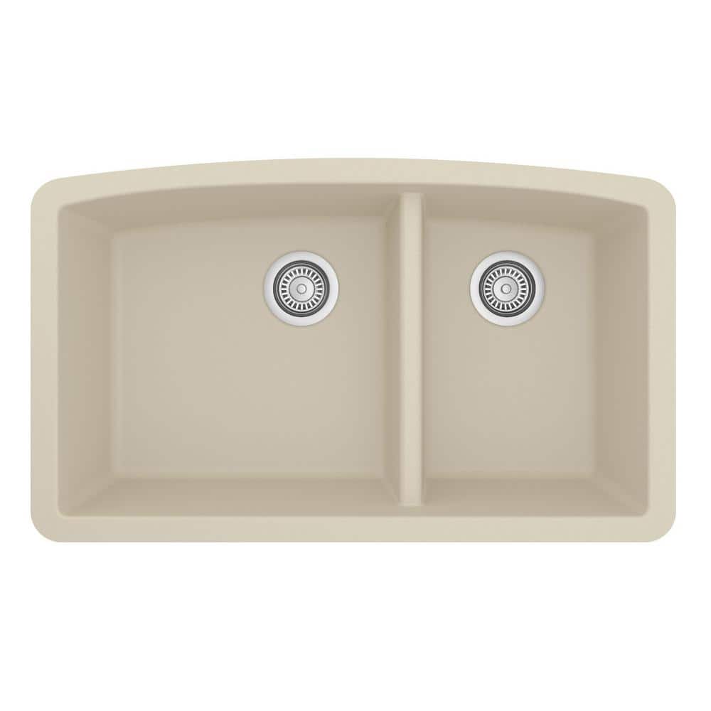 Bisque Quartz Composite 32'' Double Bowl Undermount Kitchen Sink