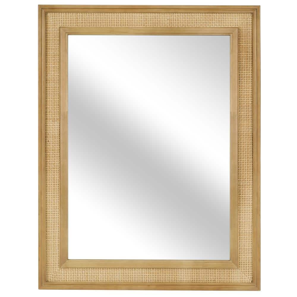 WallBeyond 32 in. W x 44 in. H Rattan Rectangle Natural Color Wood ...
