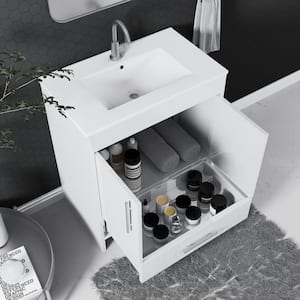 Pacific 30 in. W x 18 in. D Bathroom Vanity in Glossy White with Ceramic Vanity Top in White with White Basin