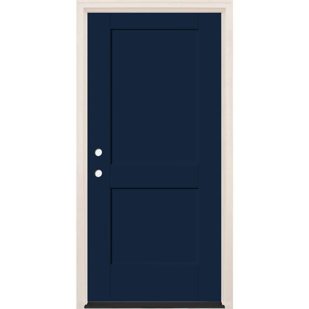 36 in. x 80 in. 2 Panel Right-Hand Indigo Fiberglass Prehung Front Door w/4-9/16 in. Frame and Bronze Hinges price history on PriceWatchPro